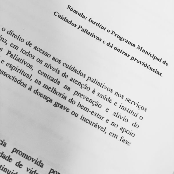Projeto de Lei - Programa Municipal de Cuidados Paliativos